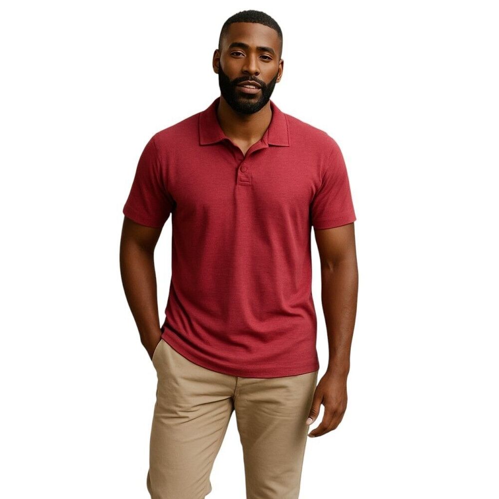 Akwa Mens Sz XL Red Solid Short Sleeve Polo Shirt